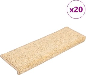 vidaXL 20 db krémszínű lépcsőszőnyeg, téglalap alakú széllel, 65 x 21 x 4 cm