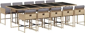 vidaXL 11részes vegyes bézs polyrattan kerti étkezőgarnitúra párnákkal