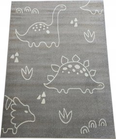 Gyerekszőnyeg dinoszauruszok, szürke 60x120 cm