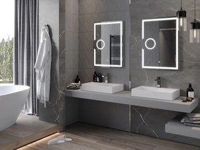 Mexen Onyx, LED fürdõszobai tükör háttérvilágítással és kozmetikai tükörrel 60x80 cm, 6000K, páramentesítõ, 9813-060-080-611-00
