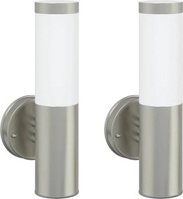 vidaXL Kültéri Fali Lámpa 2 pcs Ezüst 15 x 7,5 x 33 cm