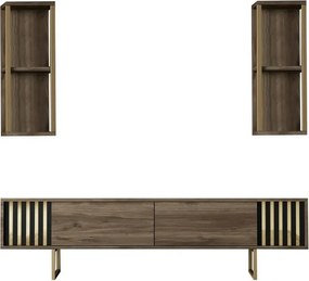 Tévés szekrény polcokkal Linie Walnut and Gold