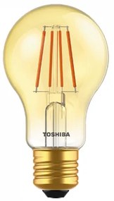 LED lámpa , égő , izzószálás hatás , filament , E27 foglalat , 4.5 Watt , meleg fehér , borostyán sárga , TOSHIBA , 5 év garancia