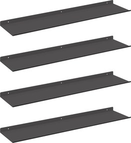 vidaXL Lebegő polc Falra szerelhető 4 pcs Fekete 80 x 18 x 2,5 cm Acél