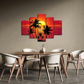 Egy sziget sziluettjének képe pálmafákkal (150x105 cm)