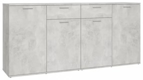 betonszürke szerelt fa tálalószekrény 160 x 36 x 75 cm