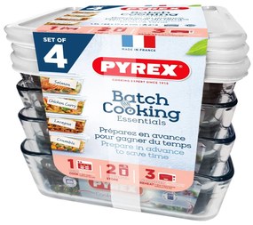 Pyrex 4 db-os üvegedény szett, 1,5 l