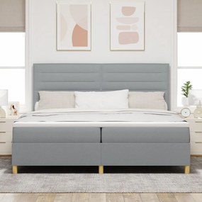 Boxspring Ágy Matrac Világosszürke 200x200 cm Szövet