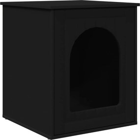 vidaXL Macska Ház Fekete 53 x 52 x 62 cm Faanyag
