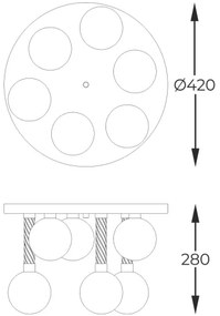 Zuma Line C0583-06D-2GHF - Felületre szerelhető csillár MIDA 6xG9/6W/230V réz