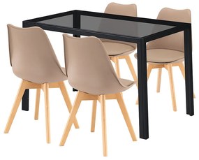 Treva 4+1 étkező garnitúra fekete-bézs