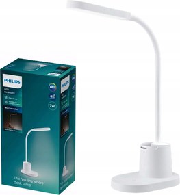Iskolai Éjjeli Led Asztali Lámpa 7W Cct Tompítható Usb Fehér Philips