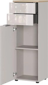 Krémszínű fényes magas-keskeny fürdőszoba szekrény 39x112 cm Tavira – Germania