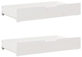 fehér tömör fenyőfa ágykeret fiókokkal 90 x 200 cm