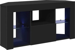 vidaXL Sarok LED TV szekrény Fekete 100 x 40 x 50 cm Faanyag