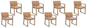 Kerti akácfa szék nyolcdarabos szettben tópszínű párnákkal SASSARI Beliani