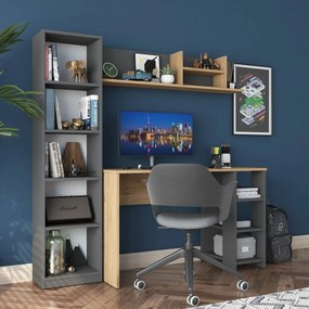 Íróasztal könyvespolccal Hado Walnut és Anthracite