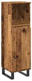 antik fa színű szerelt fa fürdőszobaszekrény 30 x 30 x 100 cm