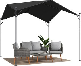 Outsunny 3 x 3 m kerti pergola — döntött tető, UPF30+ poliészter, horganyzott váz, pavilon, terasz, sötétszürke | Aosom