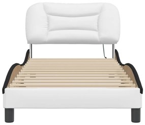 fehér és fekete műbőr ágykeret LED-világítással 90 x 200 cm