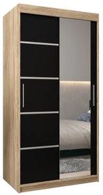 Ruhásszekrény 120 cm tükörrel Verika 2 120 (szonoma tölgy + fekete). 1064195