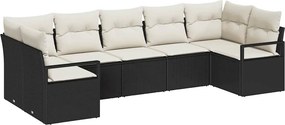 vidaXL Kanapé Szett párnával 7 pcs Fekete polirattan