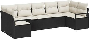vidaXL Kanapé Szett párnával 7 pcs Fekete polirattan