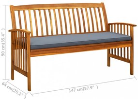 tömör akácfa kerti pad párnával 147 cm
