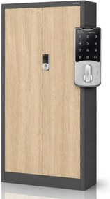Irodai fém szekrény számzáras antracit / sonoma tölgy: Eco Design DANIEL, 900 x 1850 x 400 mm
