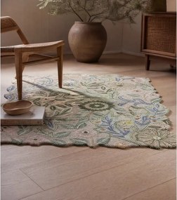 Zöld kézi szövésű gyapjú szőnyeg 120x170 cm Bryony Shaped Floral – Flair Rugs
