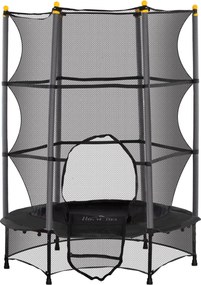HOMCOM gyermek trambulin Ø140 cm, biztonsági hálóval, szélső védőszóval, kerti trambulin 3-10 éves gyerekeknek, max 50 kg terhelhetőséggel, fekete | A