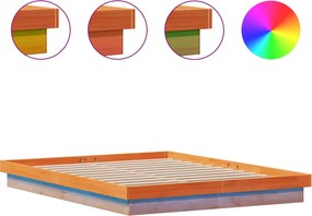 vidaXL viaszbarna tömör fenyőfa LED-es ágykeret 160 x 200 cm