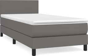 vidaXL szürke műbőr rugós ágy matraccal 90x190 cm