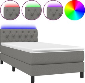 vidaXL sötétszürke szövet rugós és LED-es ágy matraccal 80 x 200 cm