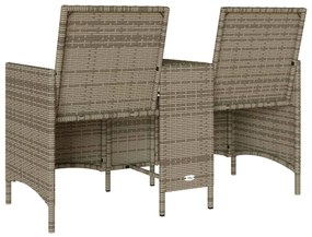 szürke polyrattan 2 személyes kerti kanapé asztallal, párnákkal