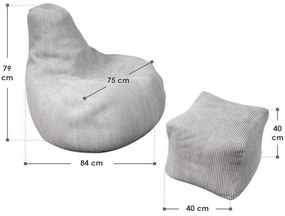 Juskys Chillex babzsákfotel lábtartóval – szürke