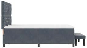 Box Spring Ágy Matraccal és Pad Sötét Szürke 160x200 cm Bársony