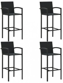 5 részes fekete polyrattan kerti bárszett