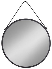 Trapani tükör acél/műbőr, fekete, ø60 cm
