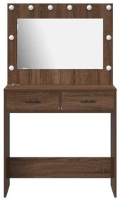 Sminktükör LED Világítással Barna Tölgy 78,5x41x135 cm