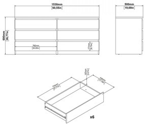 Simplicity II komód 154 x 50 x 70 cm, fehér