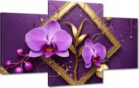 Vászonkép 100x60 Lila orchideák és arany