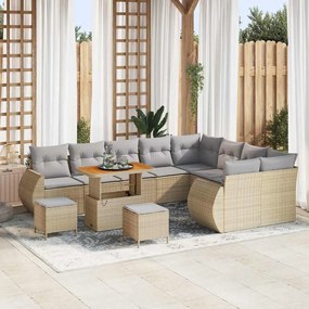 vidaXL Kerti Kanapé Szett 12 pcs Beige és Világosszürke Poly Rattan