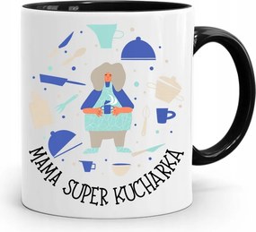 Fekete Bögre Ajándék Anyukáknak Szuper Szakácsnőknek fényképes nyomattal