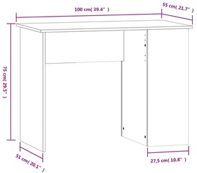 barna tölgyszínű szerelt fa íróasztal 100 x 55 x 75 cm