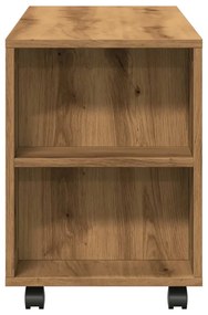 kézműves tölgy szerelt fa TV-szekrény kerekekkel 102x34,5x43 cm