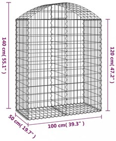 íves horganyzott vas gabion kosár 100x50x120/140 cm