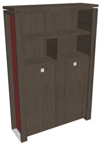 Verno+ S magas gardrób 140 x 46 x 210 cm, polccal, antracit tölgy / piros