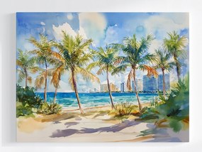 Poszter Kilátás Tengerpart Óceán Pálmafák Miami Beach Florida 80x60
