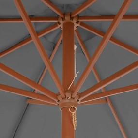 antracitszürke kültéri napernyő farúddal 300 cm
